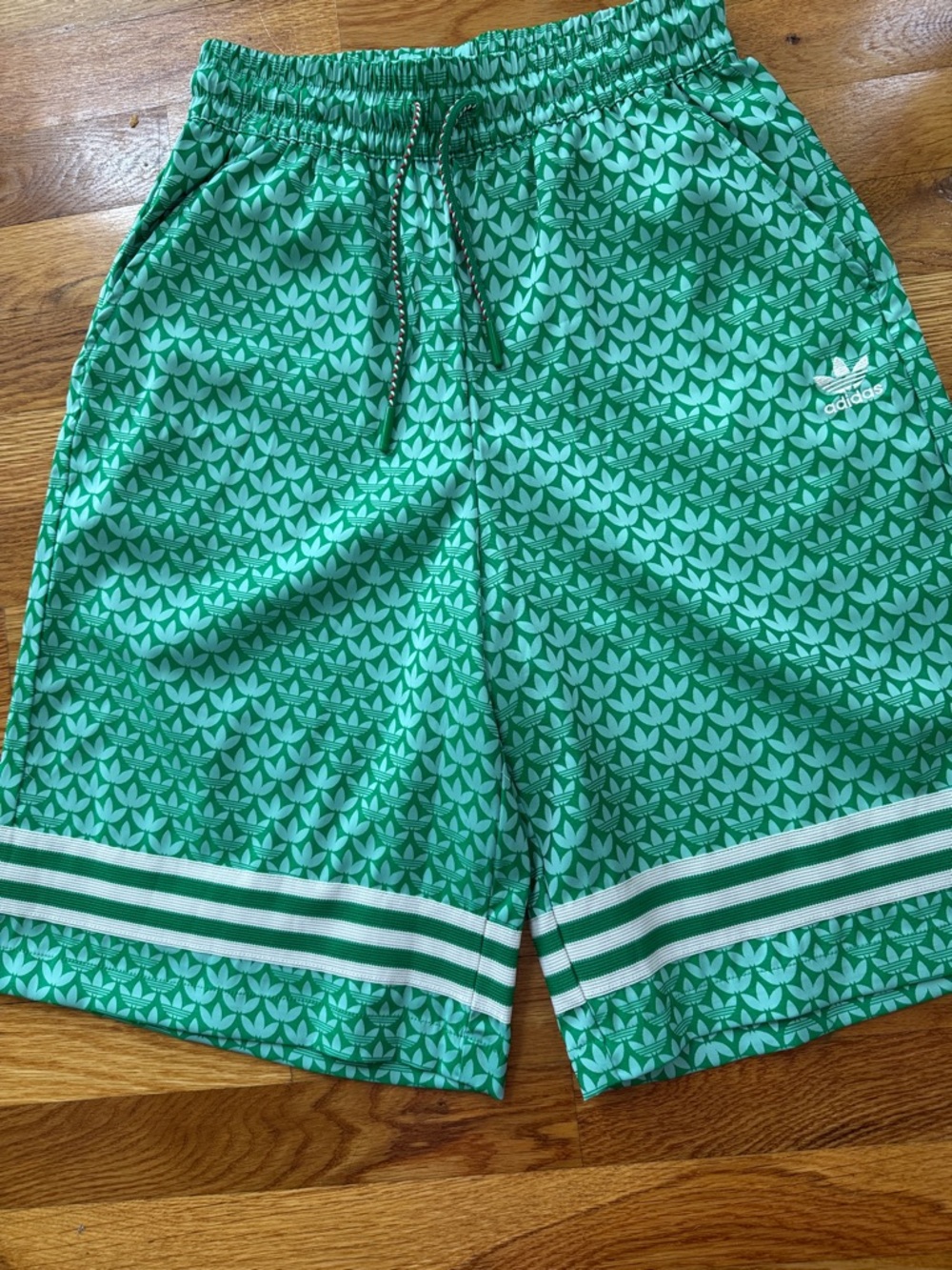 adidas Green Patterned Trefoil Shorts